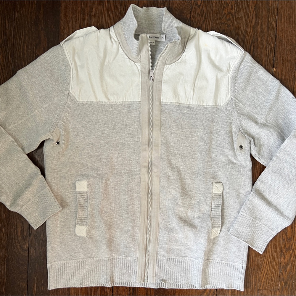 Calvin Klein knit full zip with epaulettes